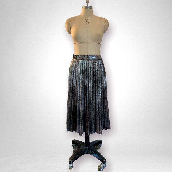 Zara Silver Pleated Skirt, Size S - Picture 1 of 5